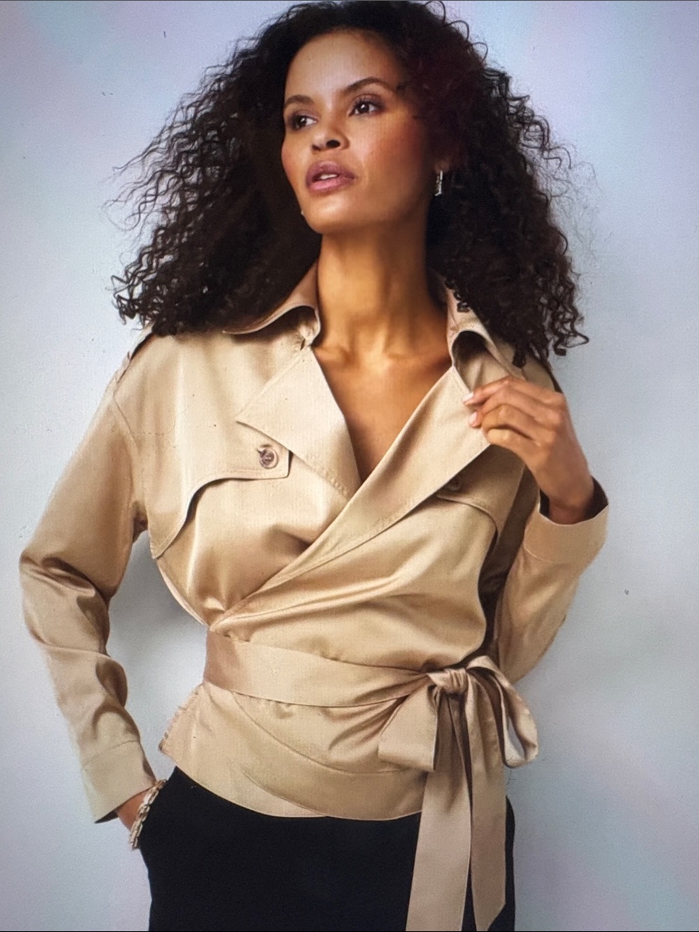 NWT WHBM Satin Trench Wrap Blouse Medium